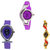 Neutron Modern Designer World Cup, Fish Shape And Peacock Analogue Purple And Gold Color Girls And Women Watch - G4-G54-G117 (Combo Of  3 )