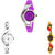 Neutron Modern Unique World Cup, Chain And Peacock Analogue Purple, Silver And Gold Color Girls And Women Watch - G4-G70-G117 (Combo Of  3 )