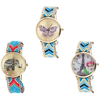 Neutron Modern Heart Butterfly, Elephant And Paris Eiffel Tower Analogue Multi Color Color Girls And Women Watch - G136-G161-G149 (Combo Of  3 )