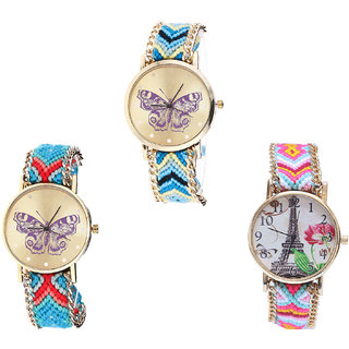 Neutron New Designer Butterfly And Paris Eiffel Tower Analogue Multi Color Color Girls And Women Watch - G136-G137-G310 (Combo Of  3 )