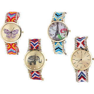 Neutron Best Technology Butterfly, Paris Eiffel Tower And Elephant Analogue Multi Color Color Girls And Women Watch - G131-G149-G158-G313 (Combo Of  4 )
