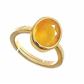 6.25 Ratti Natural Certified Yellow Sapphire Pukhraj Gold Plated Finger Ring for Men and Women BY CEYLONMINE