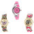 Neutron Treading Traditional World Cup, Butterfly And Elephant Analogue Pink And Multi Color Color Girls And Women Watch - G3-G132-G163 (Combo Of  3 )