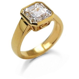                       CEYLONMINE- Diamond Gold Plated Ring Lab Certified American Diamond Ring For Astrological Purpose                                              