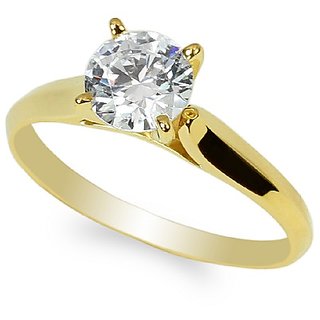                       Natural Diamond Stone Gold Plated Ring Unheated  Lab Certified Stone American Diamond Ring By CEYLONMINE                                              