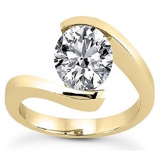                       Natural Diamond Stone Gold Plated Ring Unheated  Lab Certified Stone American Diamond Ring By CEYLONMINE                                              