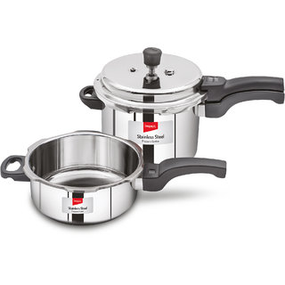 Impex EP 3C5 Stainless Steel Pressure Cooker Combo Set of 5 Liter  3 Liter