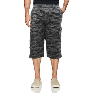 GT  MART Stylus Jungle Army Print Rinkle Cargo Capri For Boys Cotton Army  Rinkle Three Forth
