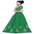 F Plus Fashion Green Satin Heavy Embroidered Kids Girls Traditional Semi Stitched Lehenga Choli .