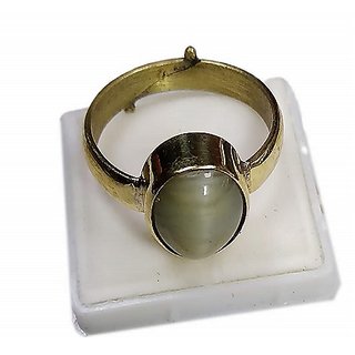                       Natural Stone Cat's Eye /Lehsuniya 4.25 Ratti Gold Plated Ring For Unisex BY CEYLONMINE                                              