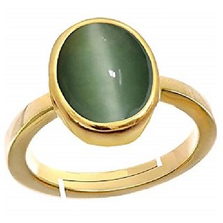                       6.25 ratti Natural Stone Cat's Eye Ring Lehsuniya Precious Stone Gold Plated Ring For Unisex By CEYLONMINE                                              