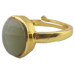                       Stone Cats Eye 5.50 Carat Stone Gold Plated Adjustable Ring For Un                                              