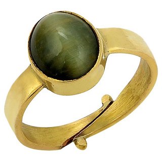                       Unheated & Untreated Stone Cat's Eye /Lehsuniya Gold Plated Ring Original Stone Ring By CEYLONMINE                                              