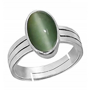                       Unheated & Untreated Stone Cat's Eye /Lehsuniya Silver Plated Ring Original Stone Ring By CEYLONMINE                                              
