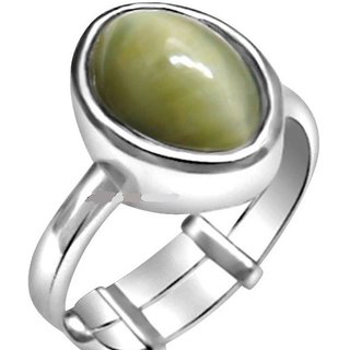                       CEYLONMINE- 5.25 Carat Natural Cat's Eye Stone Ring Silver Plated Unheated & Untreated Stone Ring                                              