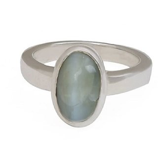                       Natural Stone Cat's Eye /Lehsuniya 6.25 Ratti Silver Plated Ring For Unisex BY CEYLONMINE                                              