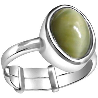                       Lab Certified Natural Stone Cat's Eye  Ring Silver Plated Adjustable Lehsuniya Gemstone Ring By CEYLONMINE                                              