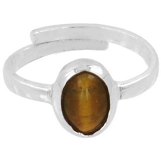                       Original & Lab Certified Cat's Eye Silver  Plated Ring Unheated Stone 5.25 Ratti Ring For Astrological Purpose By CEYLONMIONE                                              