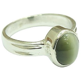                       Unheated & Untreated Stone Cat's Eye /Lehsuniya Silver Plated Ring Original 5.75 Carat Lehsuniya Stone Ring By CEYLONMINE                                              