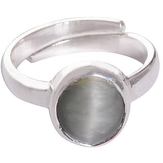                       Original  Lab Certified Cat's Eye Silver Plated Ring Unheated Stone 7.25 Ratti Ring For Astrological Purpose By CEYLONMIONE                                              