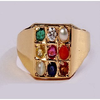                       Unheated Untreated Navaratna Stone Igl Certified Nav Mix Stone Gold Plated                                              