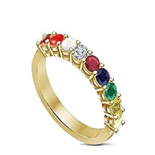                       Natural Navaratna Stone Certified Navgrah Gold Plated Finger Ring BY CEYLONMINE                                              