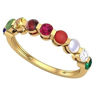                       Certified Natural Navratan Gold Plated PanchdhatuRing Unheated & Precious Stone Ring BY CEYLONMINE                                              