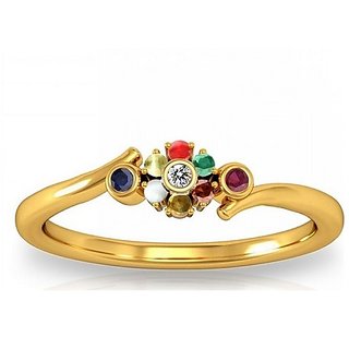                       Precious Gemstone Navaranta Stone Gold Plated Beautiful  Stylish Ring For Unisex By CEYLONMINE                                              