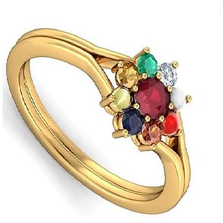                       Natural Navaratna Stone Gold Plated Ring Certified By IGL Lab Navgrah Stone Ring By CEYLONMINE                                              