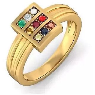                       Ceylonmine- Natural Navaranta Gold Plated Ring For Astrological P                                              