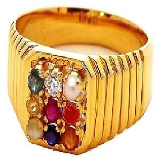                       Certified Natural Navratan Gold Plated PanchdhatuRing Unheated & Precious Stone Ring BY CEYLONMINE                                              