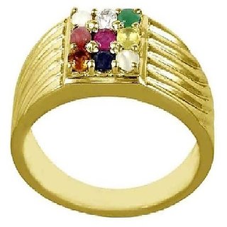                       CEYLONMINE- Original & Natural Navaranta Gold Plated Navaratna Gemstone Ring For Astrological Purpose                                              