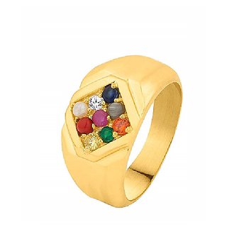                       Natural Navaratna Stone Gold Plated Ring Certified By IGL Lab Navgrah Stone Ring By CEYLONMINE                                              