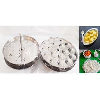 Sahajavi Mirror Finished Multi Plate Stand Idiyappam Plate 2/Idly Plate 2/Magic Idly Plate 2 6 Plates
