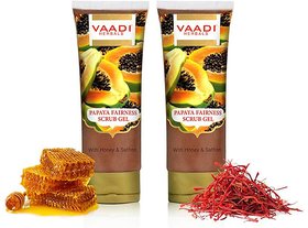 Vaadi Herbals Papaya Fairness Scrub Gel with Honey Saffron (110 gms x pack of 2)