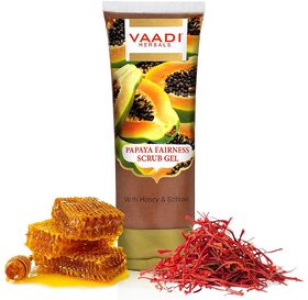 Vaadi Herbals Papaya Fairness Scrub Gel with Honey Saffron (Pack of 1 x 110 gms)