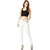 Miss chase Women's White Skinny Mid Rise Clean Look Bleached Side Slit Regular Length Stretchable Denim Jeans