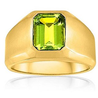                       Natural Stone Peridot Gold Plated Ring For Unisex BY CEYLONMINE                                              