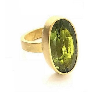                       7.25 Ratti Natural Stone Peridot Gold Plated Ring Lab Certified Semi- Precious  Stone Ring BY CEYLONMINE                                              