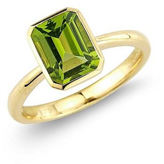                       Natural Stone Peridot 6.25 Ratti Gold Plated Ring For Unisex BY CEYLONMINE                                              
