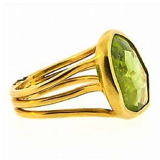                       Original Stone Peridot 5.50 Carat Stone Gold Plated Adjustable Ring By CEYLONMINE                                              