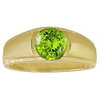                       Peridot Gemstone Gold Plated Ring Certified Stone Ring By Ceylo                                              