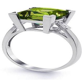                       Lab Certified Natural Stone Peridot Silver Plated Adjustable Ring  By CEYLONMINE                                              