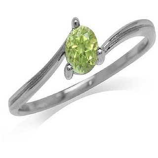                       Semi- Precious Stone Peridot Silver Plated Ring  Original & Lab Certified Gemstone Ring BY CEYLONMINE                                              