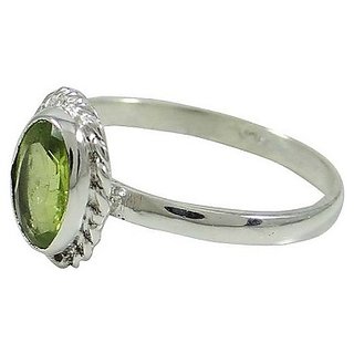                       Natural Stone Peridot 6.25 Ratti Silver Plated Ring For Unisex By Ceylonmin                                              