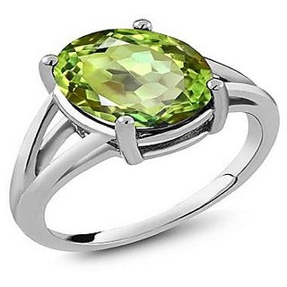                       Natural Stone Peridot  5.25 Ratti Silver Plated Ring For Unisex BY CEYLONMINE                                              