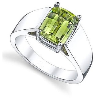                       Peridot Siver Plated Ring Unheated  Effective Stone Silver Plated Ring By CEYLONMINE                                              