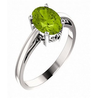                       100% Original Stone Peridot Stone  Silver Plated Ring For Astrological Purpose By CEYLONMIONE                                              