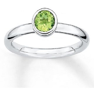                       Natural Peridot Stone Silver Plated Ring Certified Stone Peridot                                              
