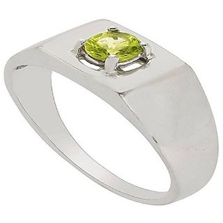                       Astrological Stone Peridot Silver Plated Ring Original & Effective Stone 6.50 Ratti Gemstone Ring By CEYLONMINE                                              